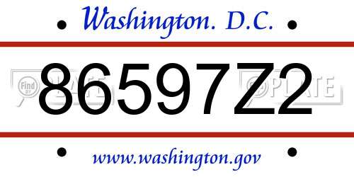 86597Z2 District Of Columbia License Plate