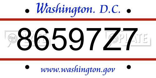 86597Z7 District Of Columbia License Plate