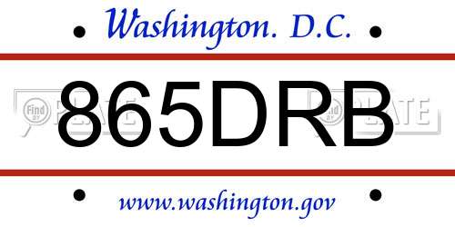 865DRB District Of Columbia License Plate