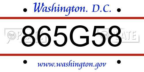 865G58 District Of Columbia License Plate
