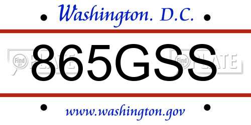 865GSS District Of Columbia License Plate