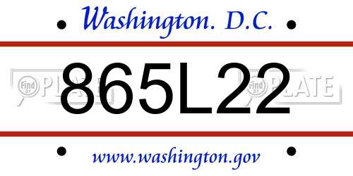865L22 District Of Columbia License Plate