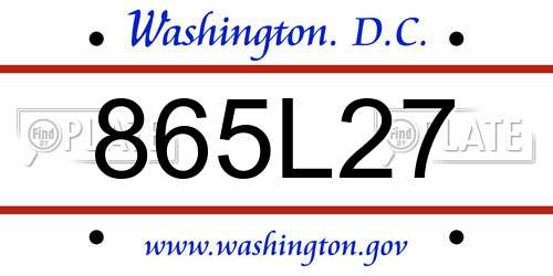 865L27 District Of Columbia License Plate
