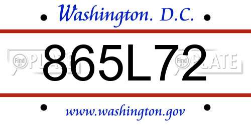 865L72 District Of Columbia License Plate