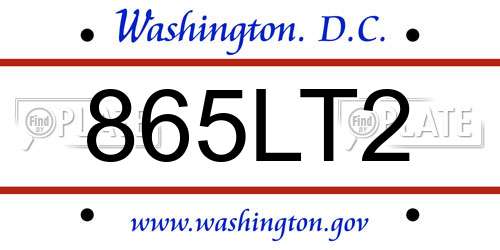 865LT2 District Of Columbia License Plate