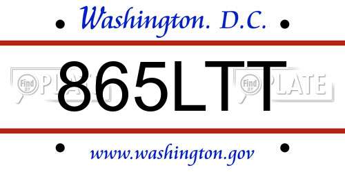 865LTT District Of Columbia License Plate