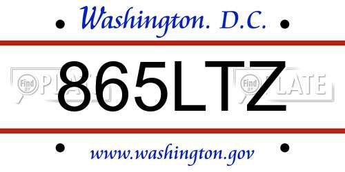 865LTZ District Of Columbia License Plate