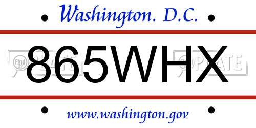 865WHX District Of Columbia License Plate