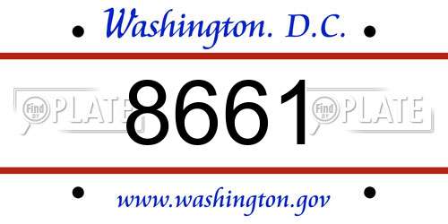8661 District Of Columbia License Plate