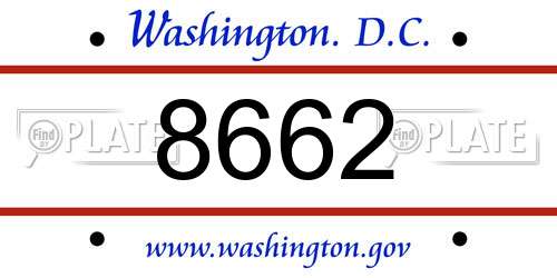 8662 District Of Columbia License Plate