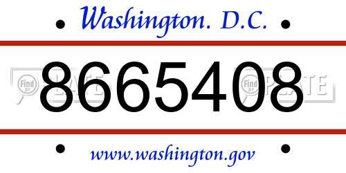 8665408 District Of Columbia License Plate