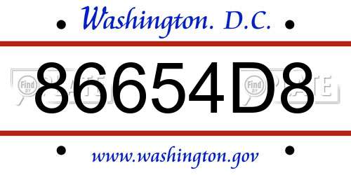 86654D8 District Of Columbia License Plate