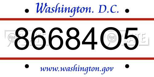 86684O5 District Of Columbia License Plate