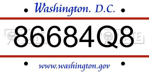 86684Q8 District Of Columbia License Plate
