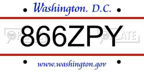 866ZPY District Of Columbia License Plate