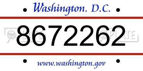 8672262 District Of Columbia License Plate