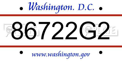 86722G2 District Of Columbia License Plate