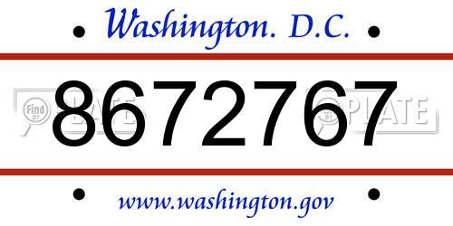 8672767 District Of Columbia License Plate
