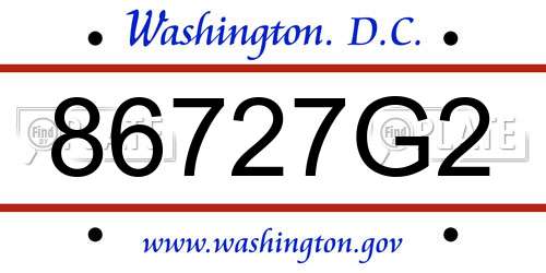 86727G2 District Of Columbia License Plate