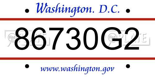 86730G2 District Of Columbia License Plate