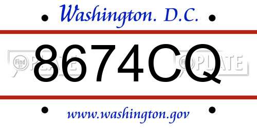 8674CQ District Of Columbia License Plate