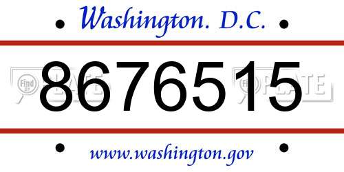 8676515 District Of Columbia License Plate