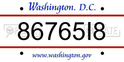 86765I8 District Of Columbia License Plate