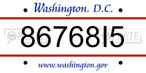 86768I5 District Of Columbia License Plate