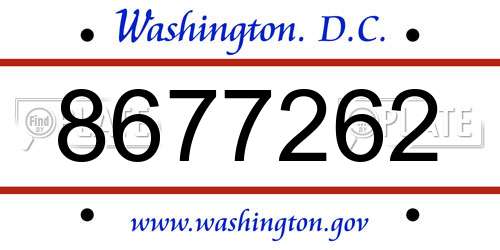 8677262 District Of Columbia License Plate