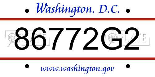 86772G2 District Of Columbia License Plate