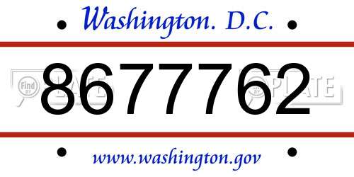 8677762 District Of Columbia License Plate