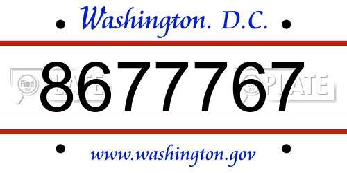 8677767 District Of Columbia License Plate