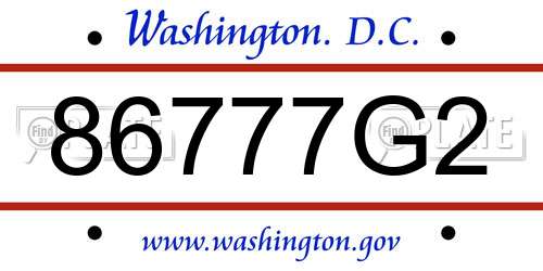 86777G2 District Of Columbia License Plate