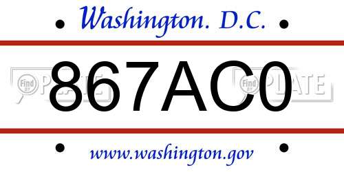 867AC0 District Of Columbia License Plate