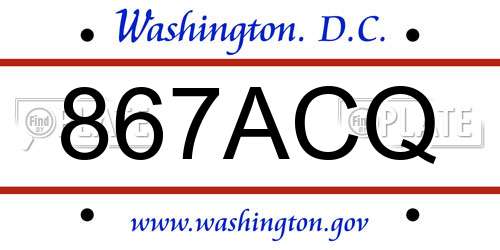 867ACQ District Of Columbia License Plate