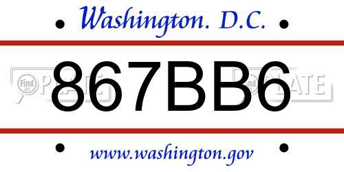 867BB6 District Of Columbia License Plate