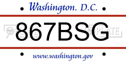 867BSG District Of Columbia License Plate