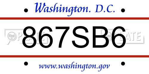 867SB6 District Of Columbia License Plate