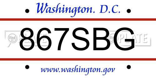 867SBG District Of Columbia License Plate