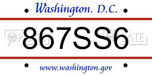 867SS6 District Of Columbia License Plate