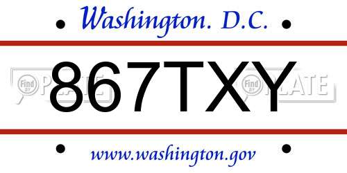 867TXY District Of Columbia License Plate
