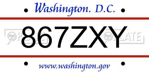 867ZXY District Of Columbia License Plate