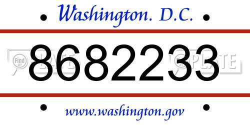 8682233 District Of Columbia License Plate