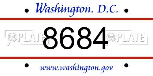 8684 District Of Columbia License Plate