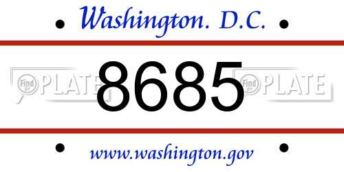 8685 District Of Columbia License Plate