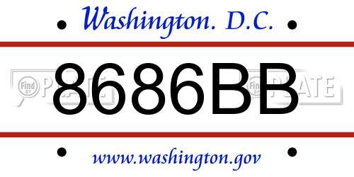 8686BB District Of Columbia License Plate