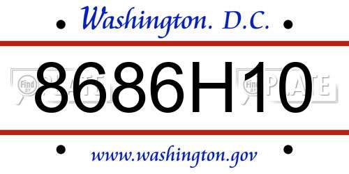 8686H10 District Of Columbia License Plate