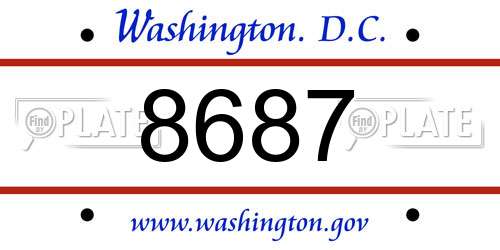 8687 District Of Columbia License Plate
