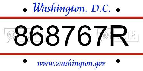 868767R District Of Columbia License Plate