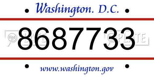 8687733 District Of Columbia License Plate